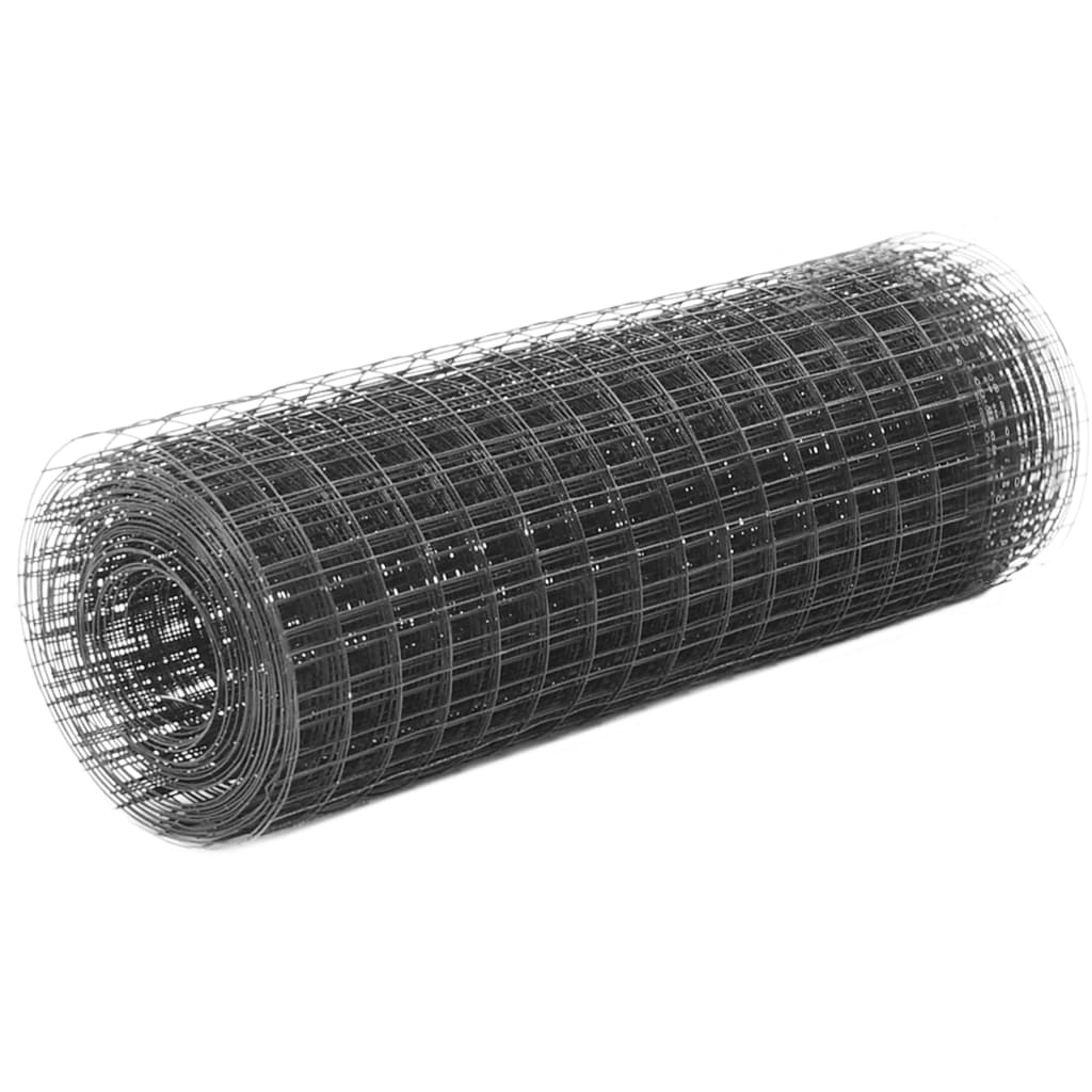 Chicken run wire mesh, PVC coated, grey, 25x0.5m