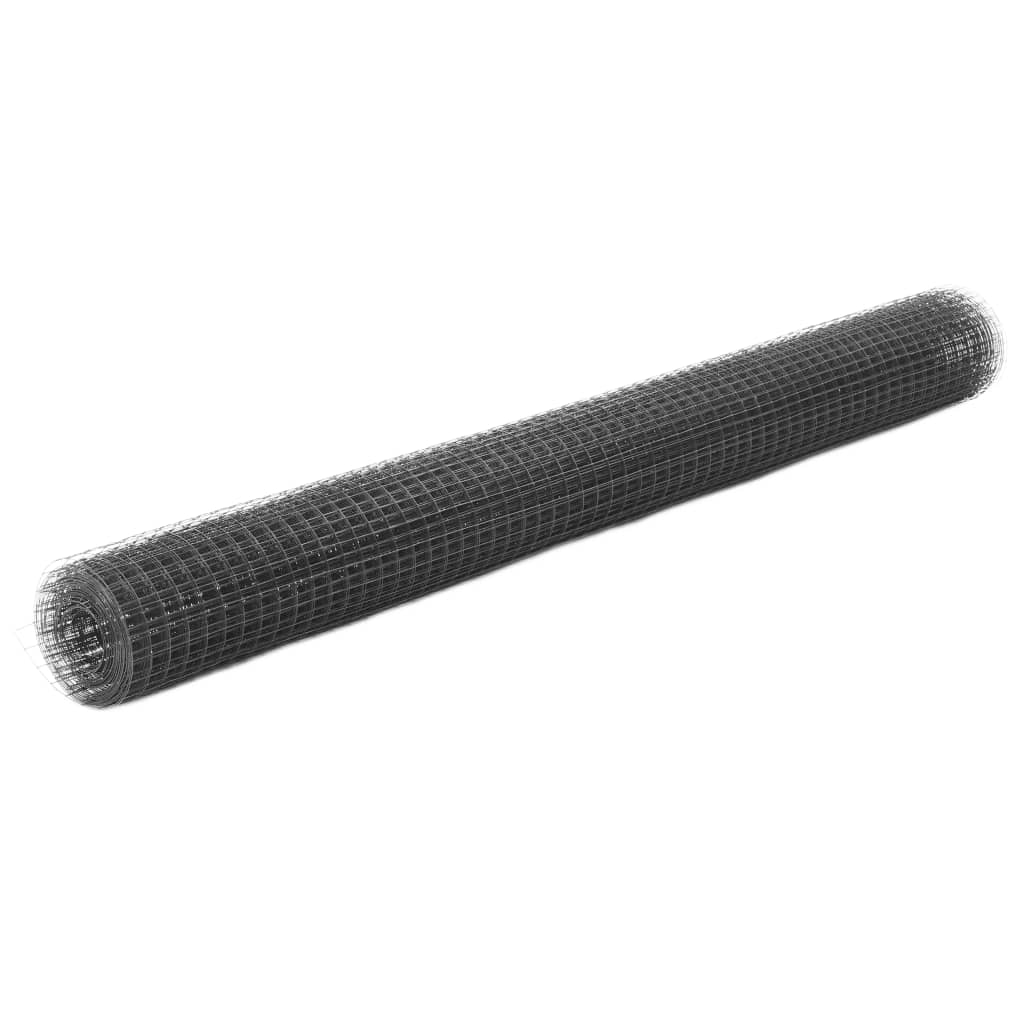 Stiepļu siets ar PVC pārklājumu, pelēks, 25x1,5m