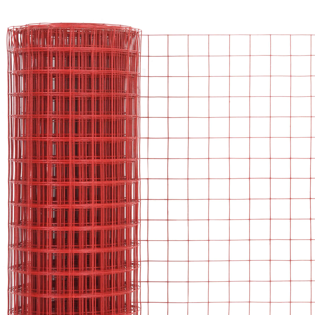 Vielos tinklas su PVC danga, raudonas, 25x1m