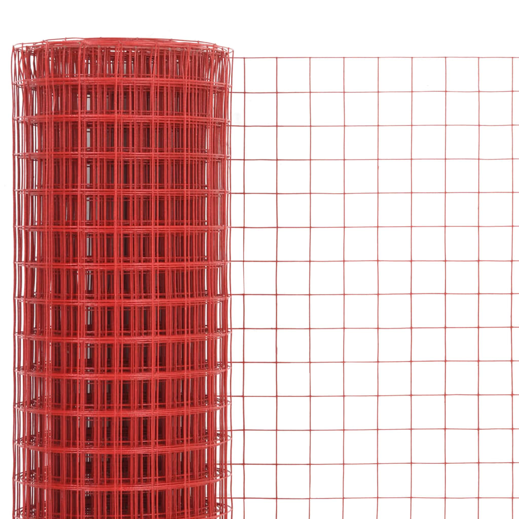 Vielos tinklas su PVC danga, raudonas, 10x0,5m