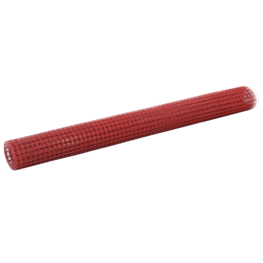 Tīkla žogs ar PVC pārklājumu, sarkans, 25x1,5m