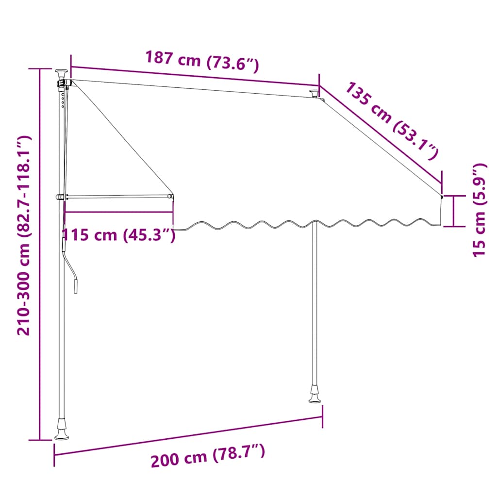 Rankiniu būdu ištraukiama markizė, antracito, 200cm