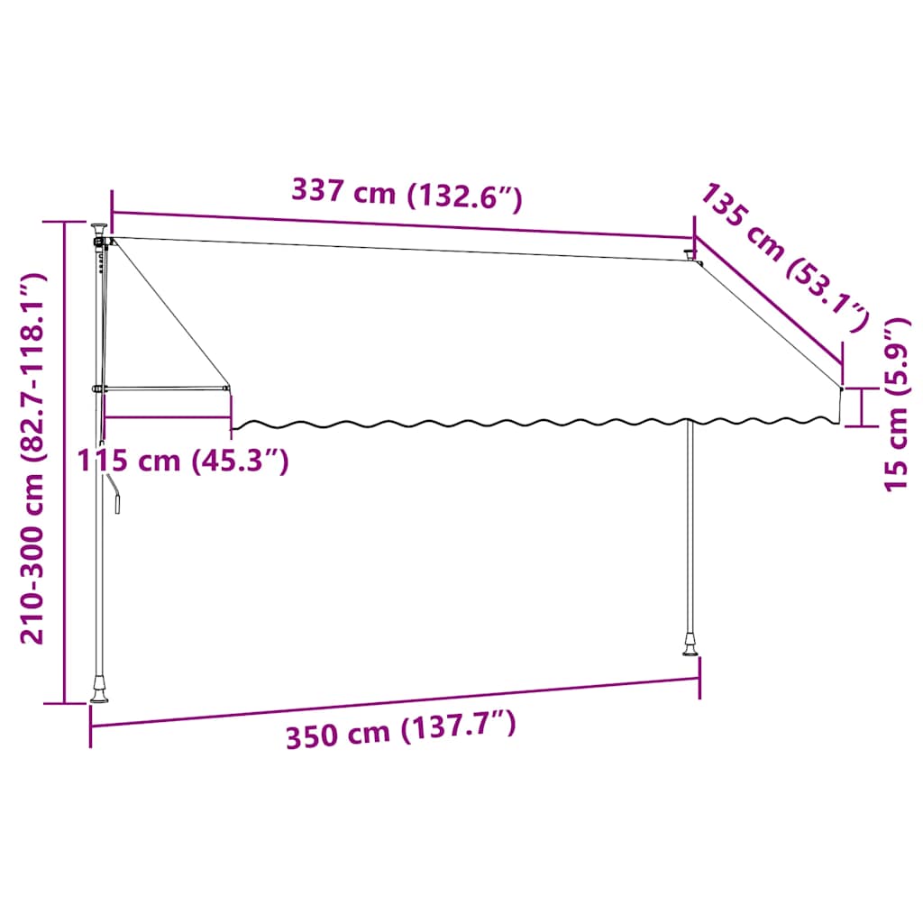 Manual retractable awning, anthracite, 350cm