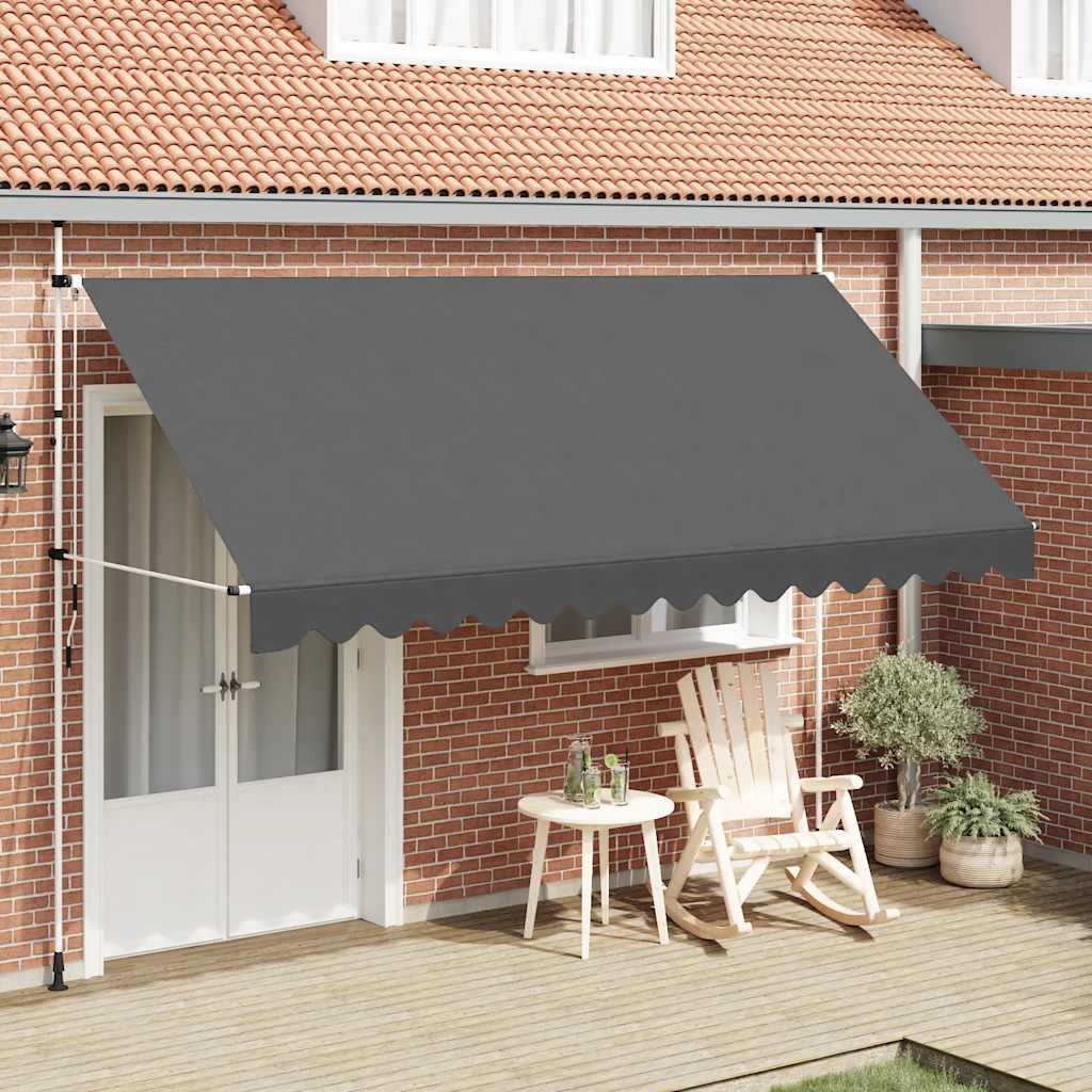 Manually retractable awning, anthracite, 400cm