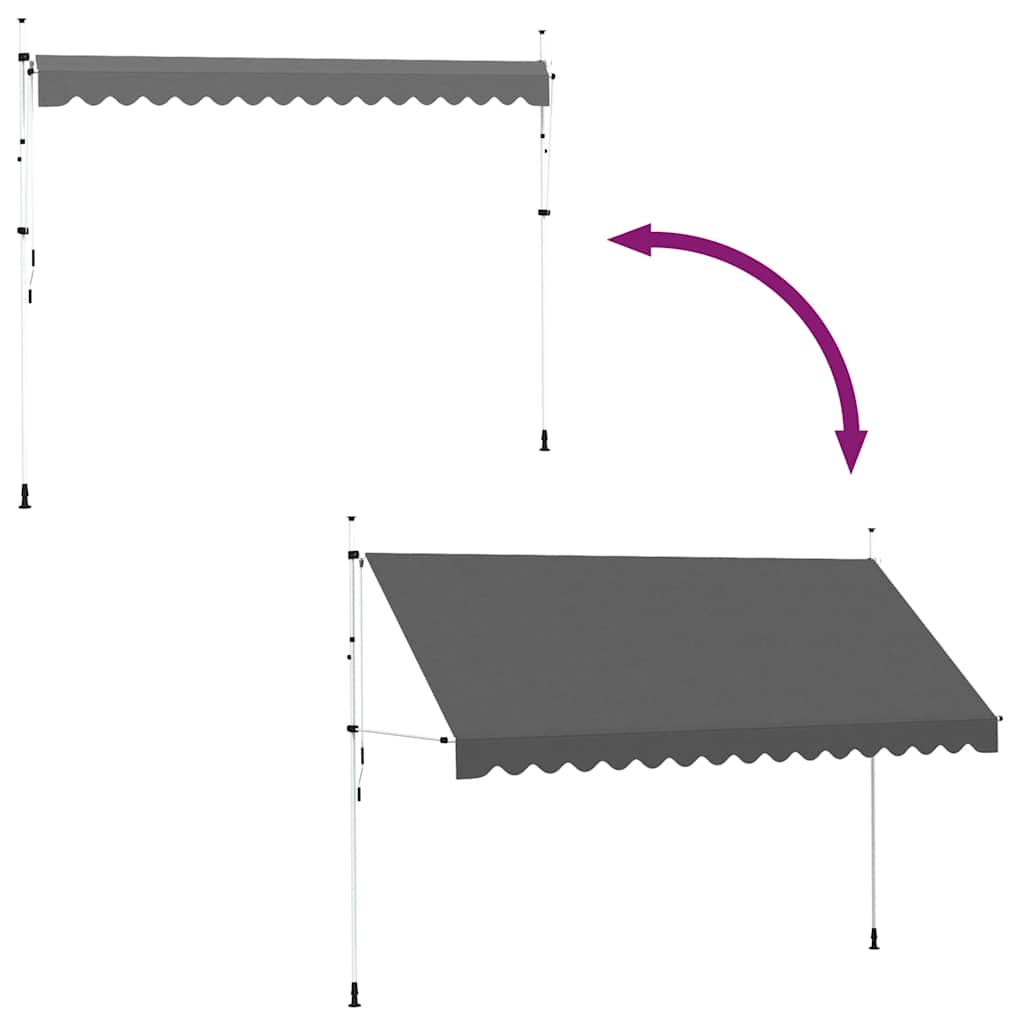 Manually retractable awning, anthracite, 400cm