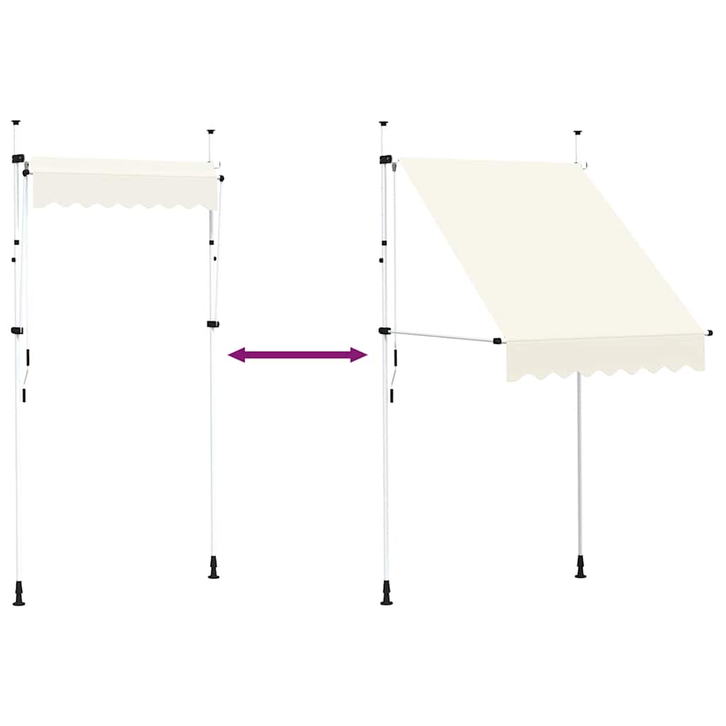 Manual retractable awning, cream, 150 cm