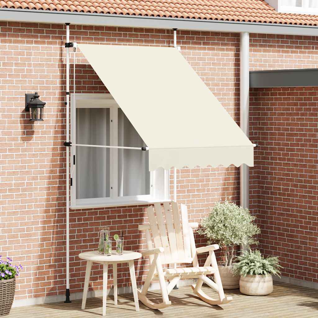 Manual retractable awning, cream, 150 cm