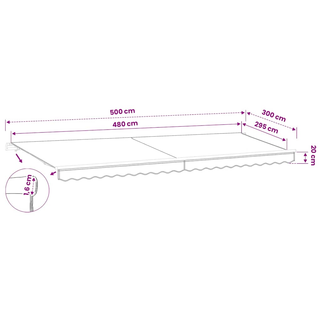 Awning canopy, cream, 5x3 m