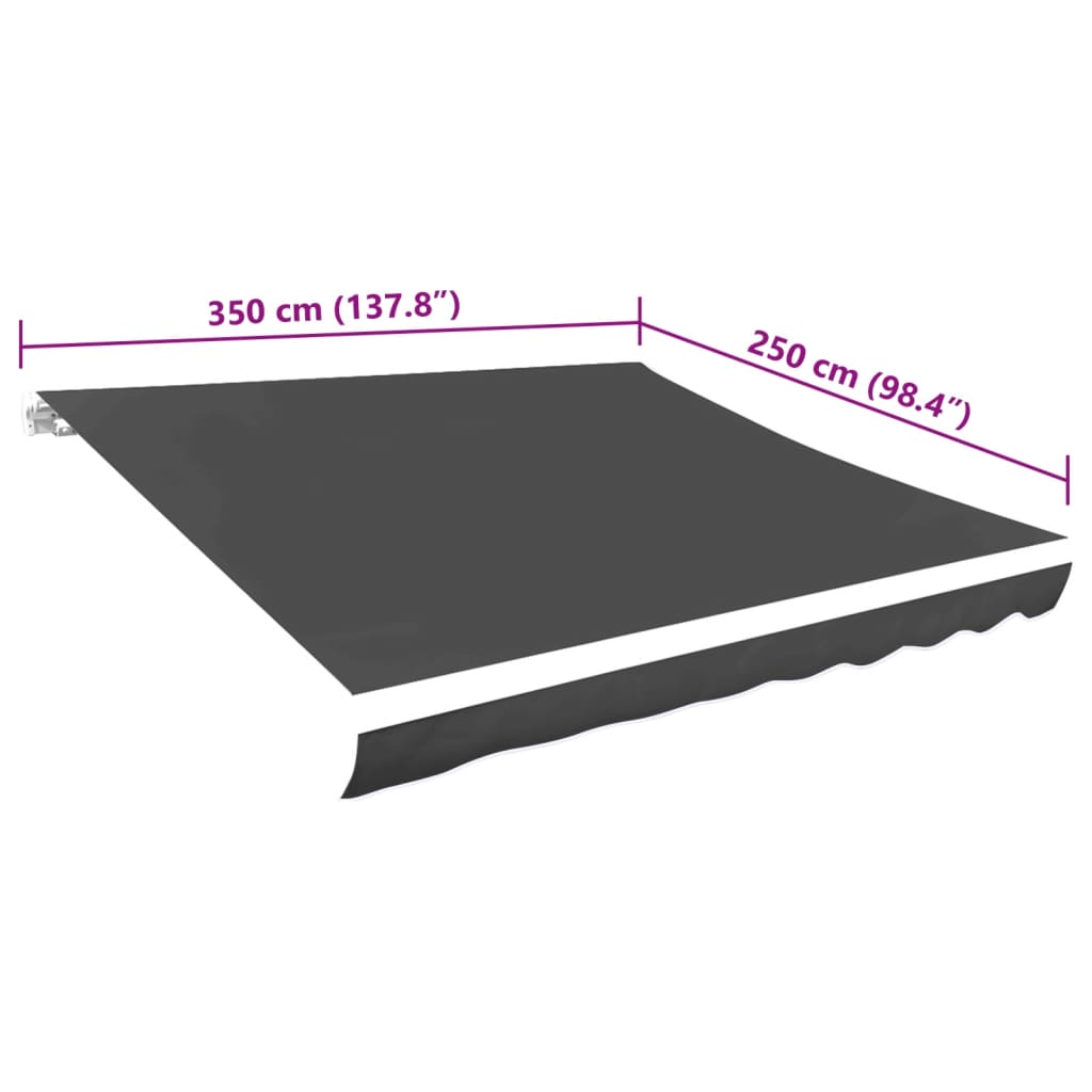 Awning fabric, anthracite, 350x250cm