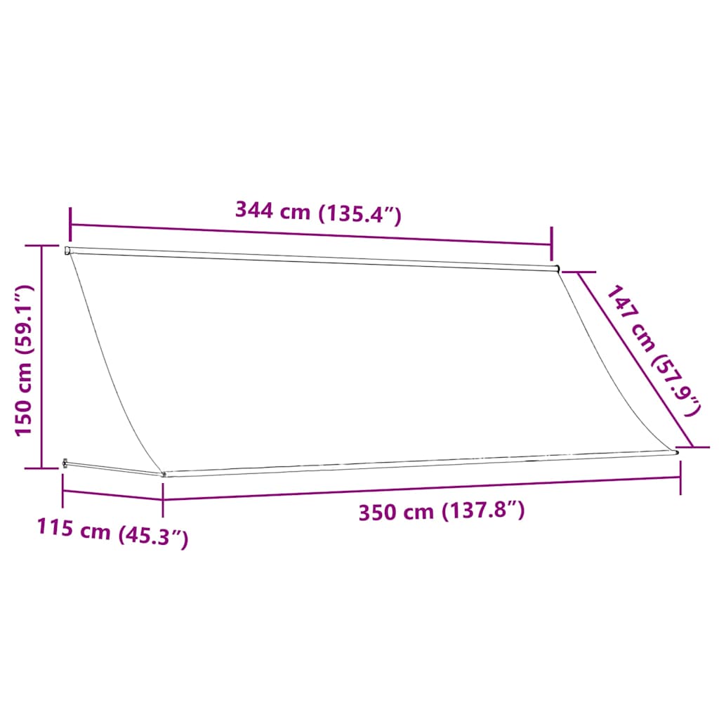 Ištraukiama markizė, mėlynos ir baltos spalvos, 350x150cm
