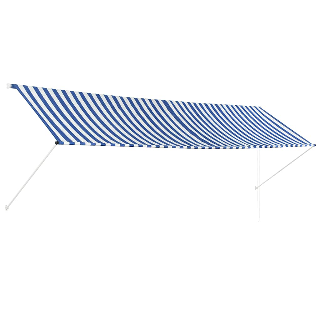 Retractable awning, blue and white, 400x150cm