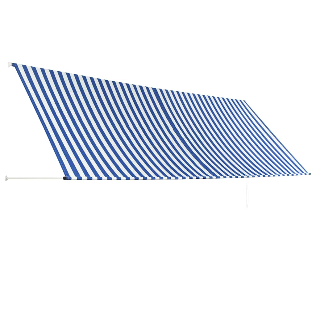 Retractable awning, blue and white, 400x150cm