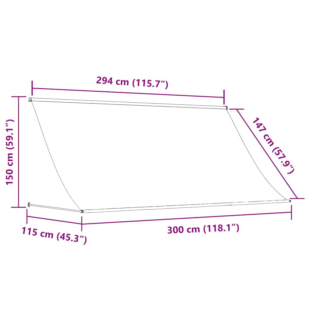 Retractable awning, yellow and white, 300x150cm