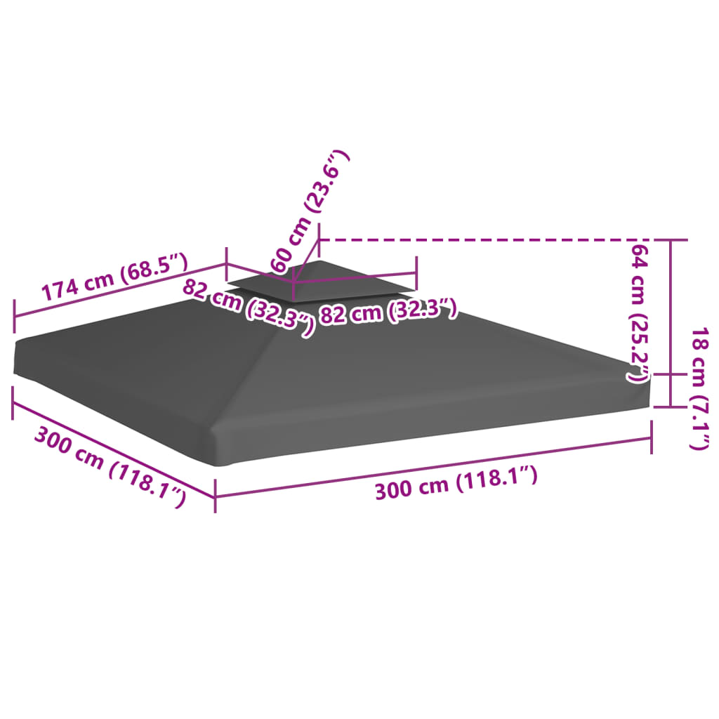 Viršutinis pavėsinės uždangalas, 2 aukštų, taupe, 310g/m², 3x3m