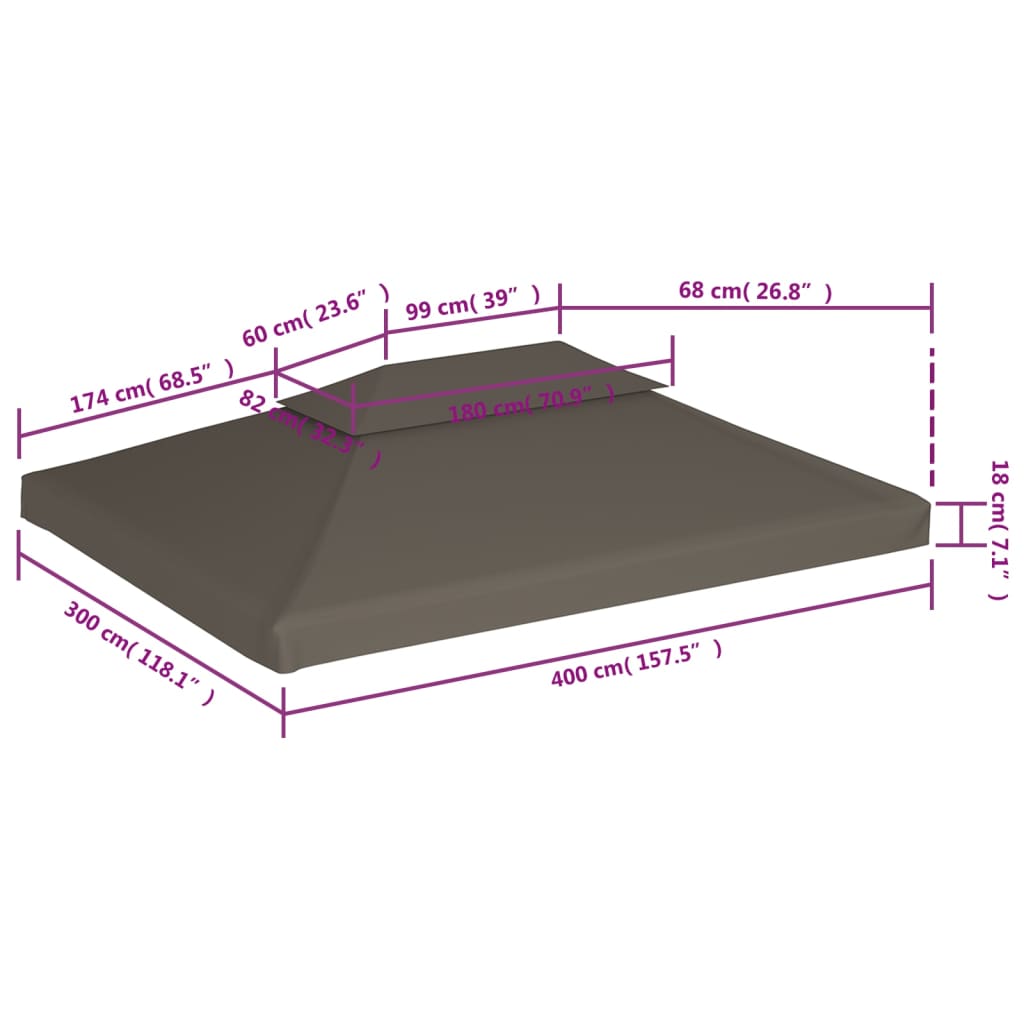Pergola canopy, taupe, 4x3m, 310 g/m²