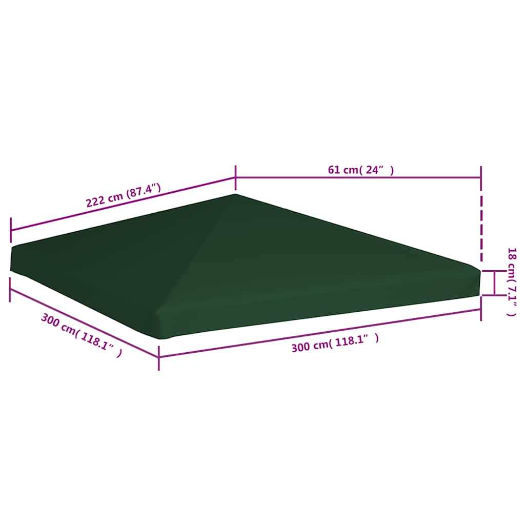 Canopy top cover, green, 310 gsm, 3x3m