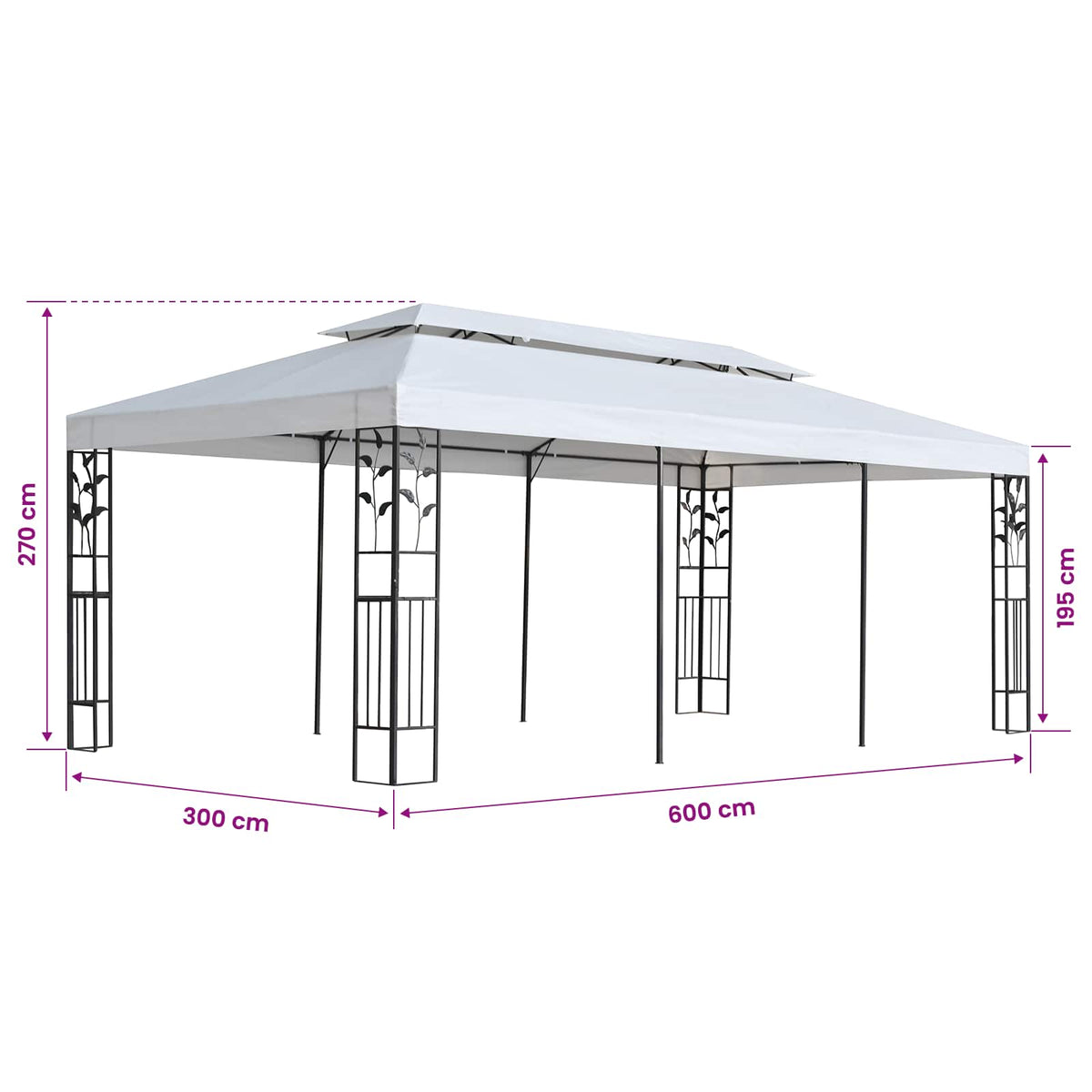 Pavėsinės audinys Balta 300 x 600 cm Poliesteris
