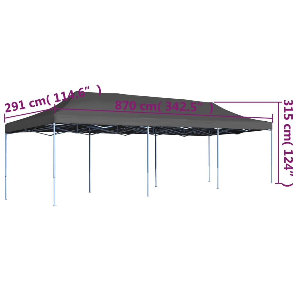 Išskleidžiama proginė palapinė, antracito spalvos, 3x9 m