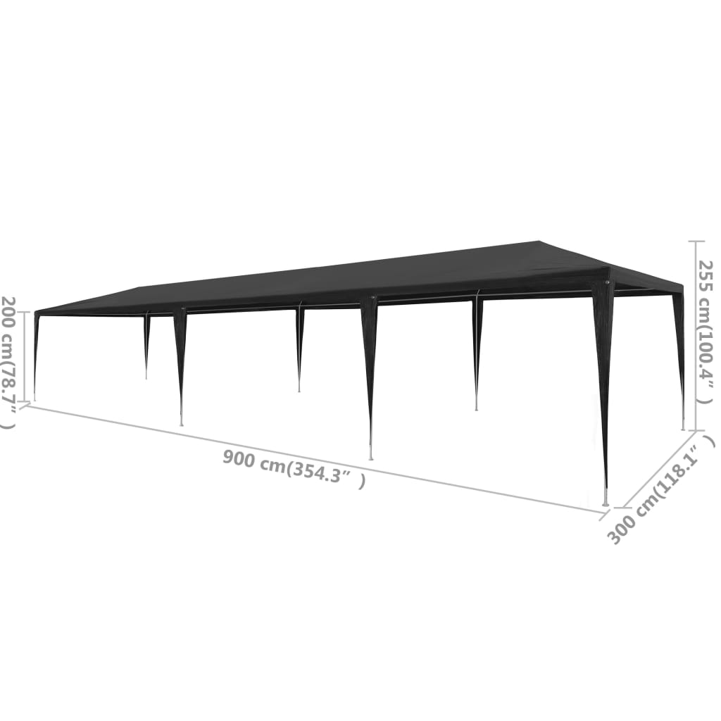 Pasākumu telts SOLAR, antracīts, 3x9m