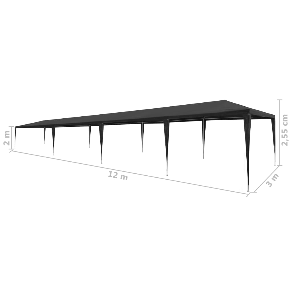 Proginė palapinė SOLAR, antracito, 3x12m