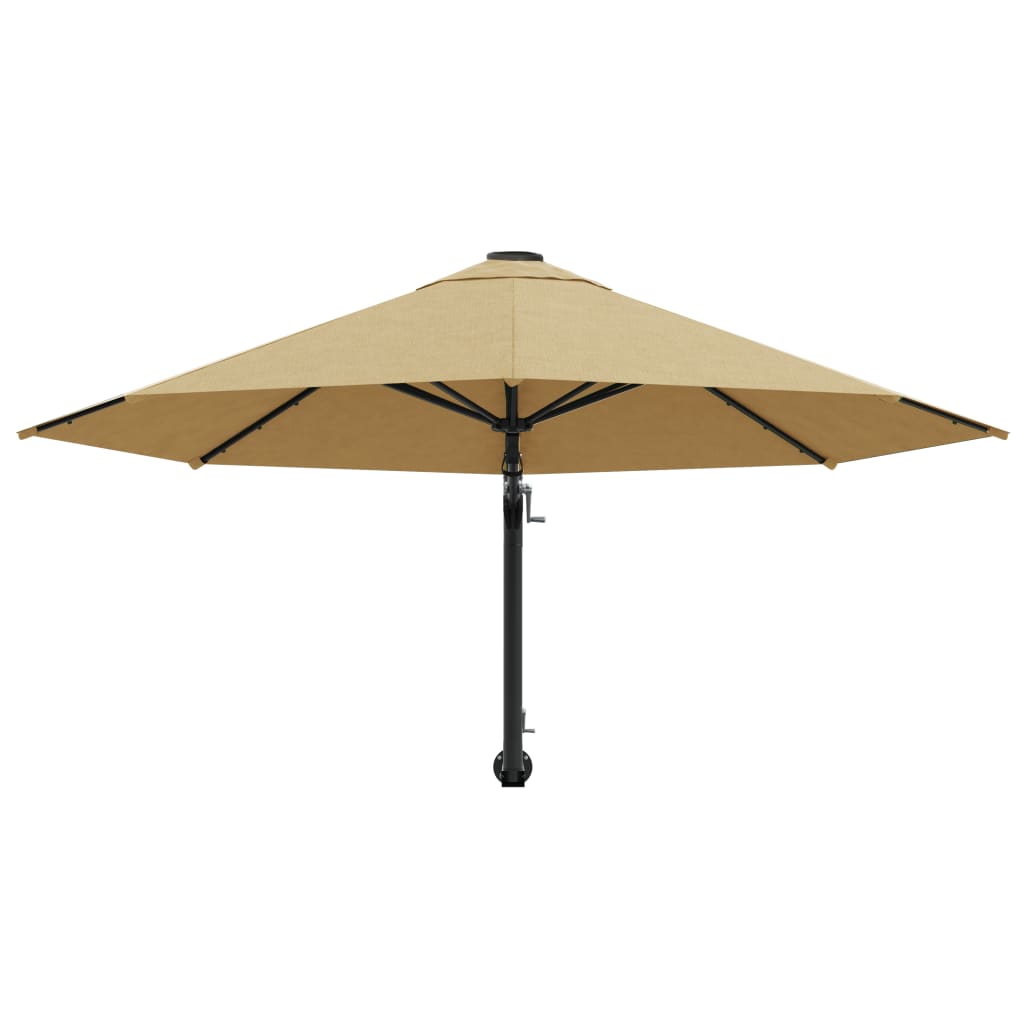 Wall-mounted parasol with pole, taupe, 300cm