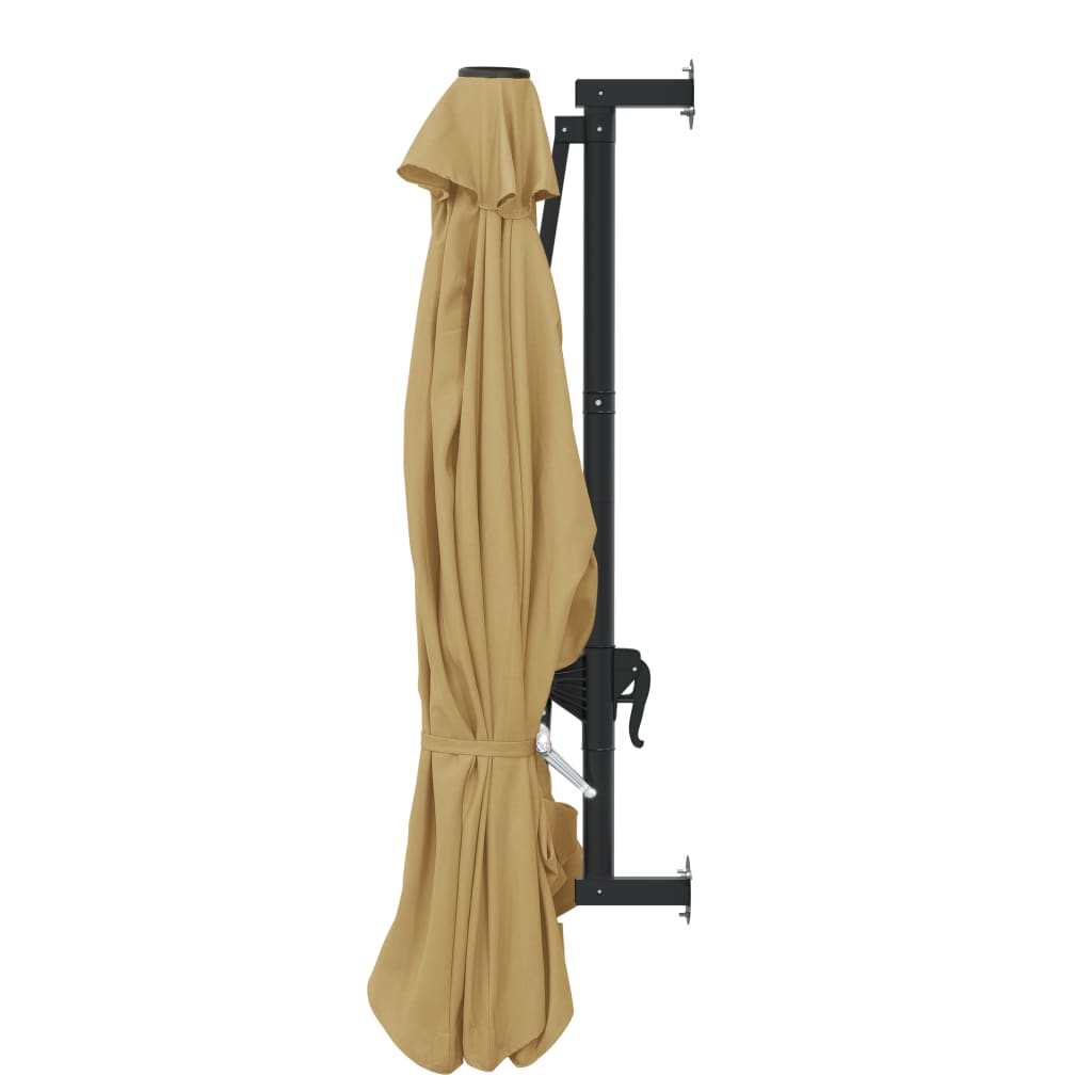 Wall-mounted parasol with pole, taupe, 300cm