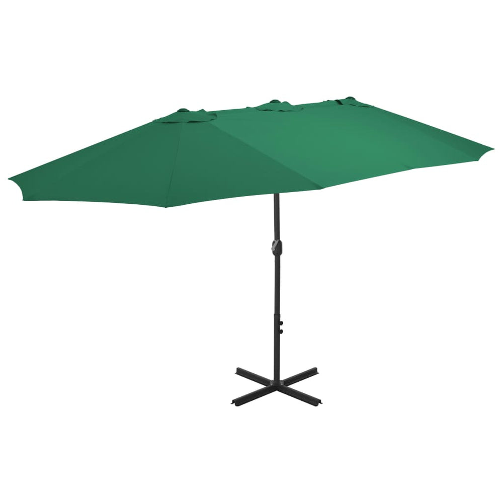 Outdoor parasol with aluminium pole, green, 460x270cm