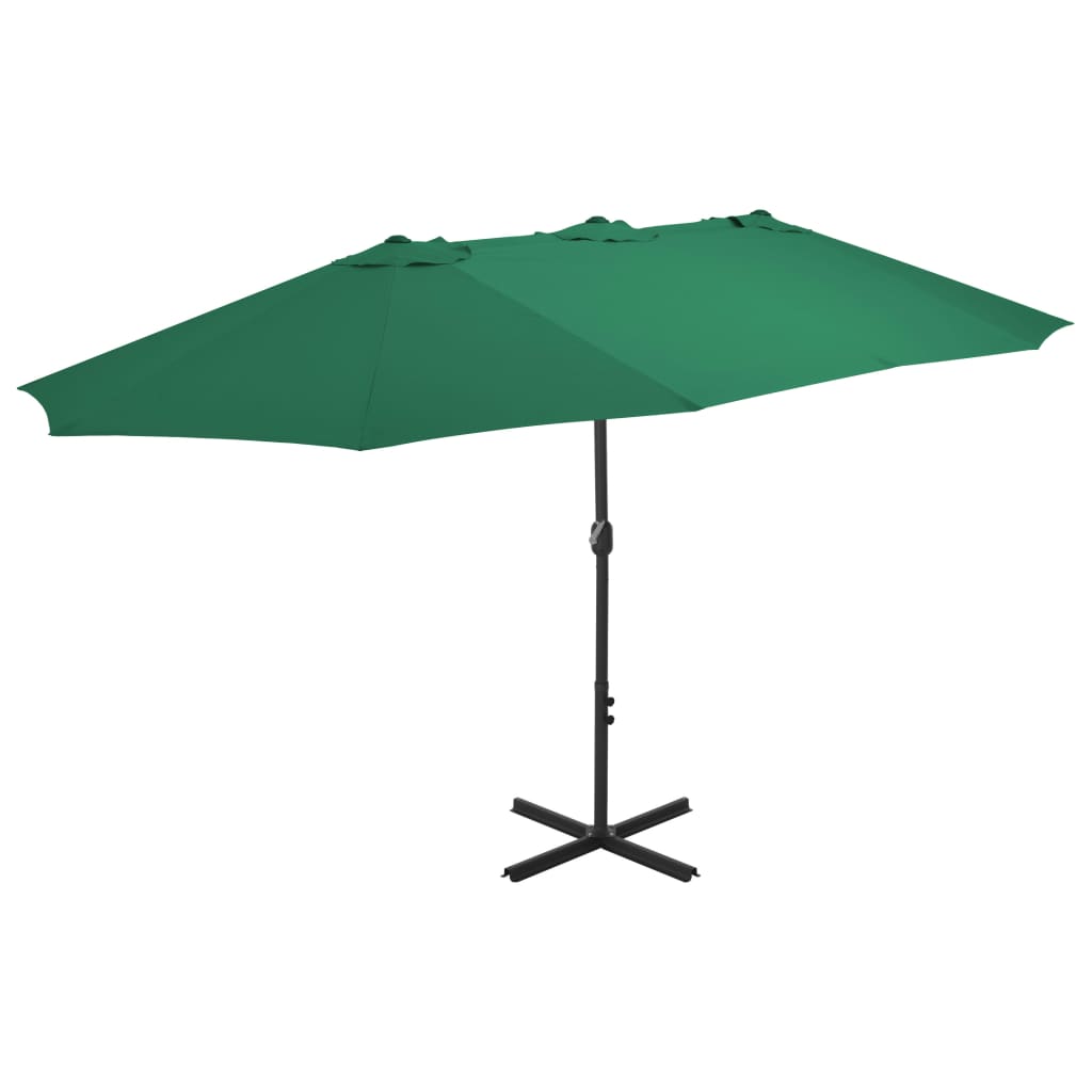 Outdoor parasol with aluminium pole, green, 460x270cm