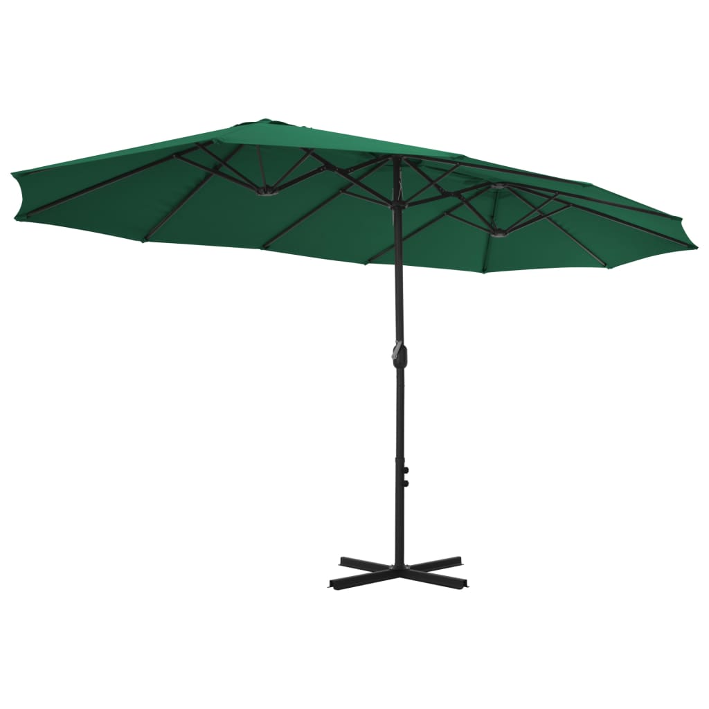 Outdoor parasol with aluminium pole, green, 460x270cm