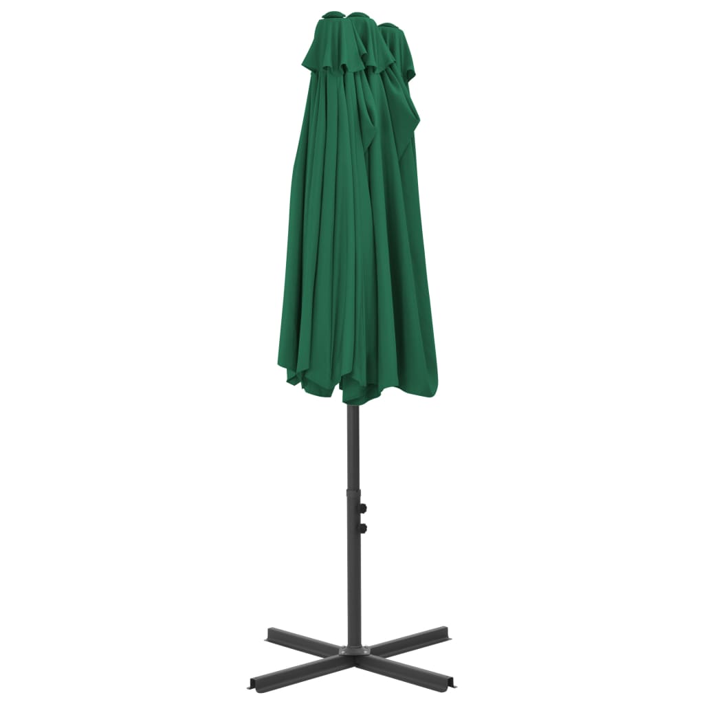 Outdoor parasol with aluminium pole, green, 460x270cm