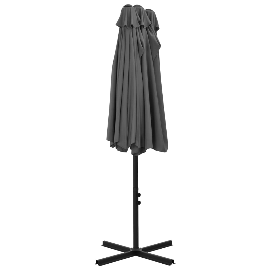 Lauko skėtis su aliuminio stulpu, antracito, 460x270cm
