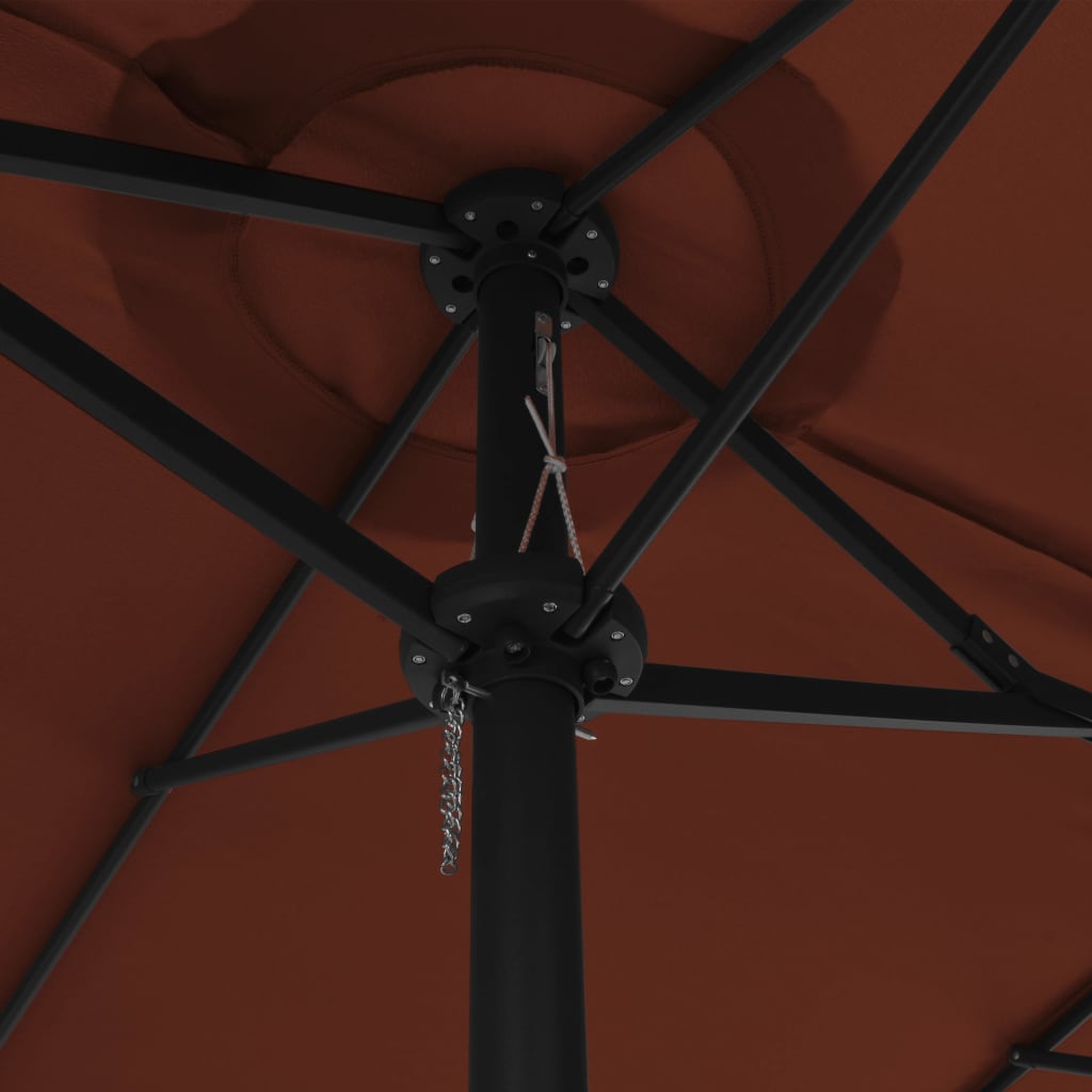 Lauko skėtis su aliuminio stulpu, terakota, 460x270cm