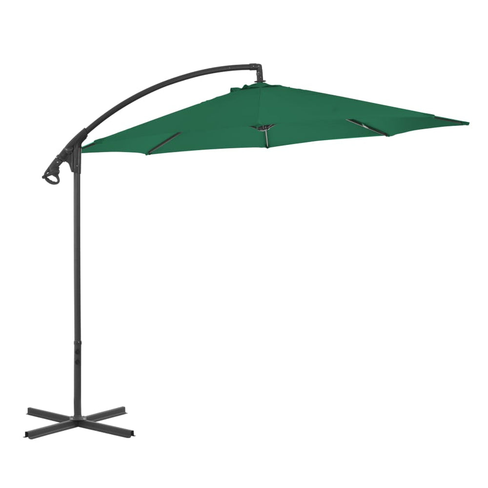 Cantilever Garden Parasol with Steel Pole, Green, 300cm