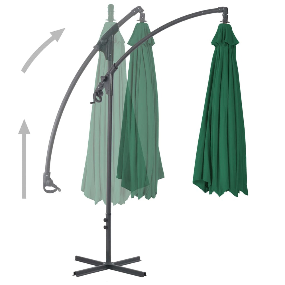Cantilever Garden Parasol with Steel Pole, Green, 300cm