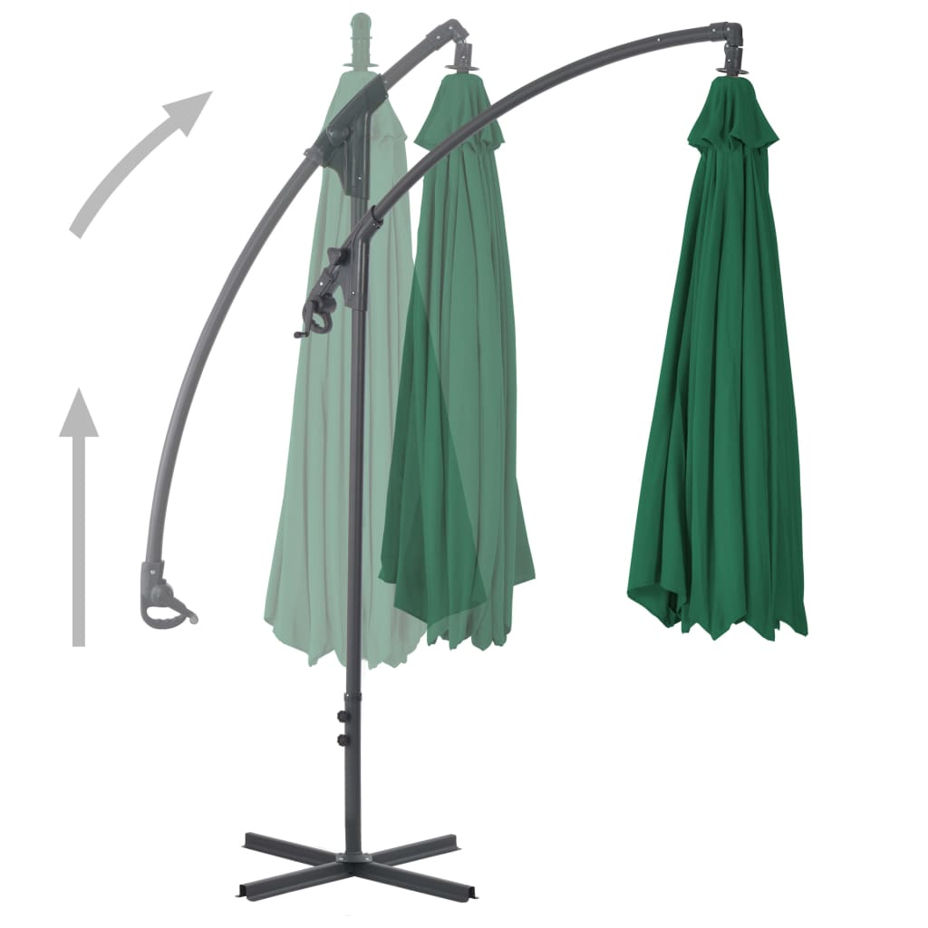 Cantilever Garden Parasol with Steel Pole, Green, 300cm