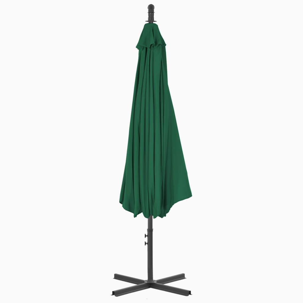 Cantilever Garden Parasol with Steel Pole, Green, 300cm