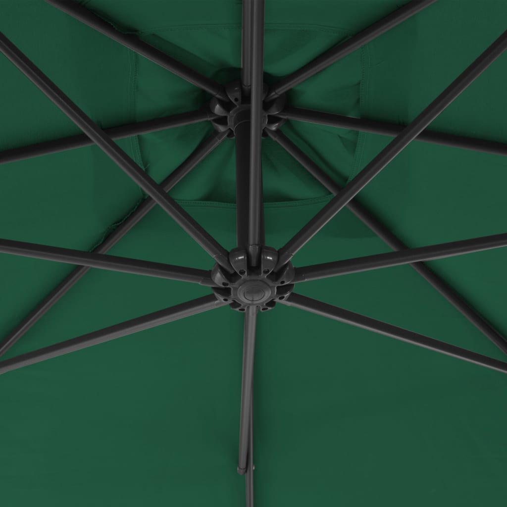 Cantilever Garden Parasol with Steel Pole, Green, 300cm