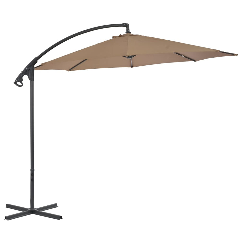 Gembinis sodo skėtis su plieniniu stulpu, taupe, 300cm