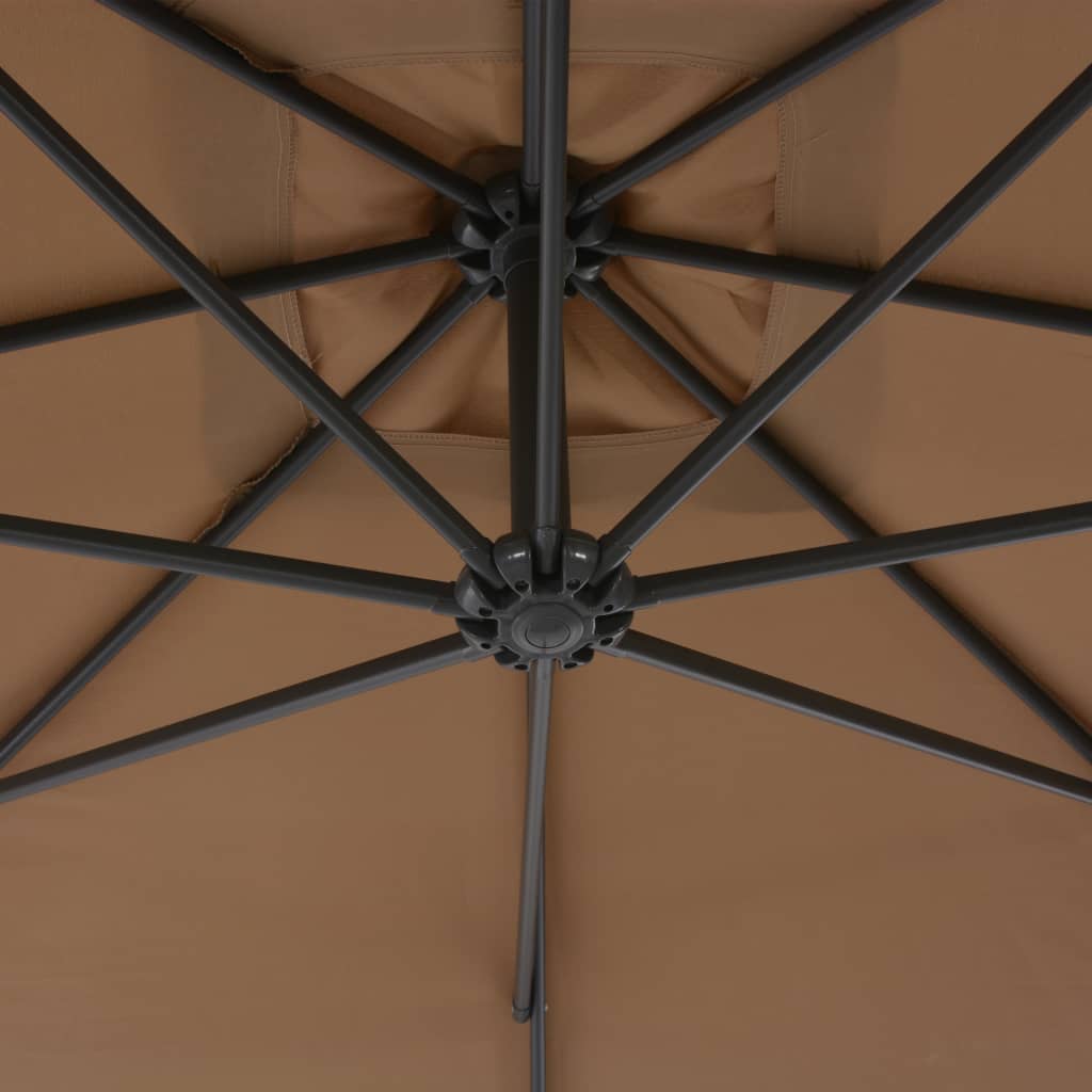 Gembinis sodo skėtis su plieniniu stulpu, taupe, 300cm