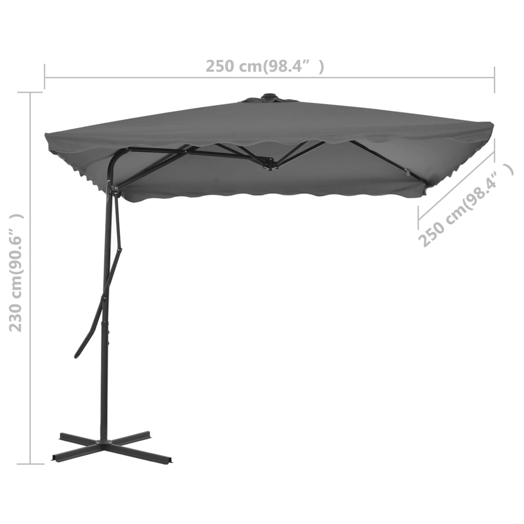 Lauko skėtis su plieniniu stulpu, antr. sp., 250x250 cm