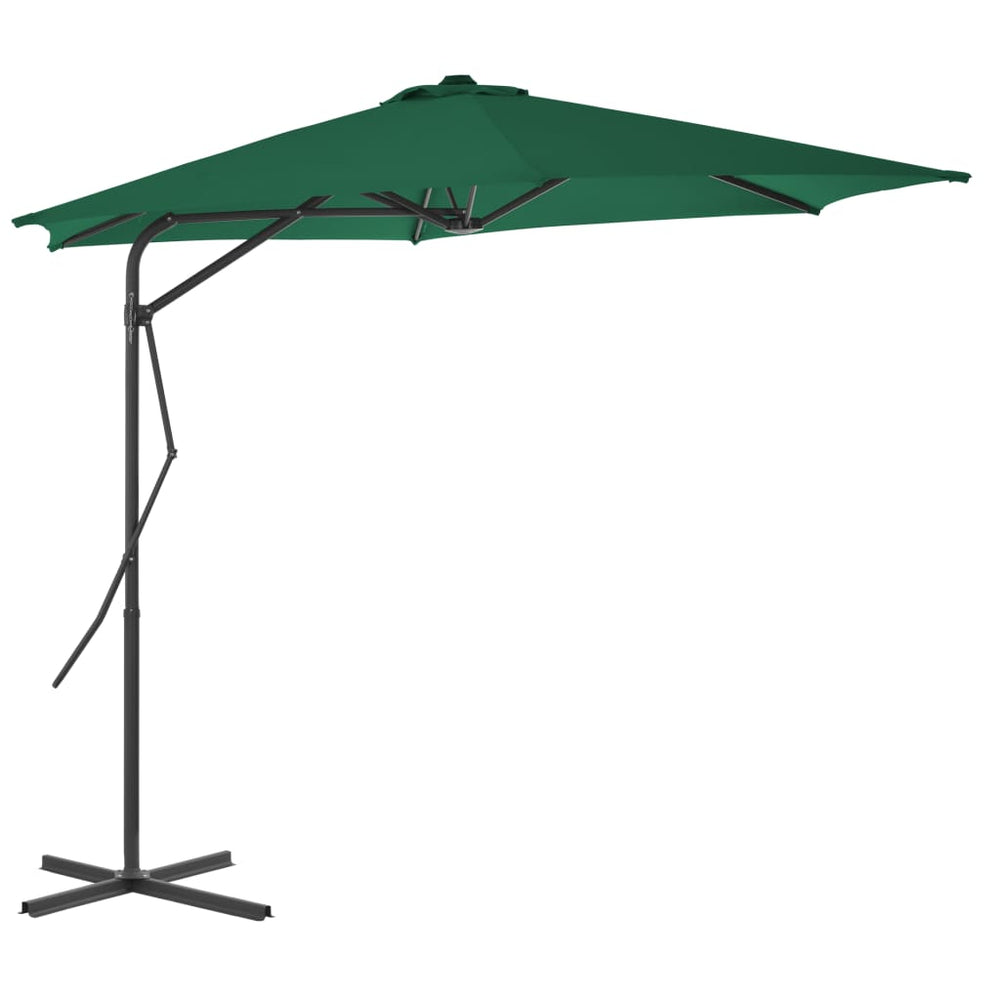 Outdoor parasol with steel pole, green, 300cm