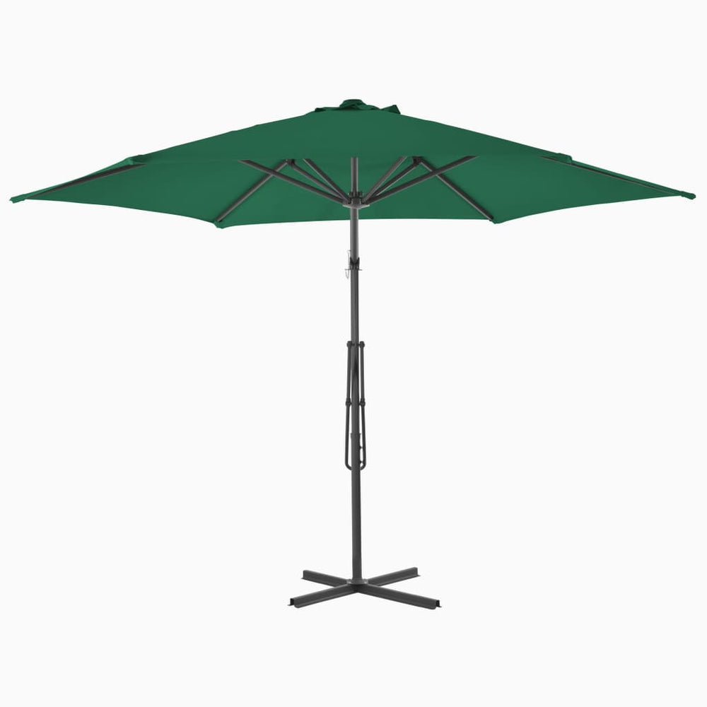 Outdoor parasol with steel pole, green, 300cm