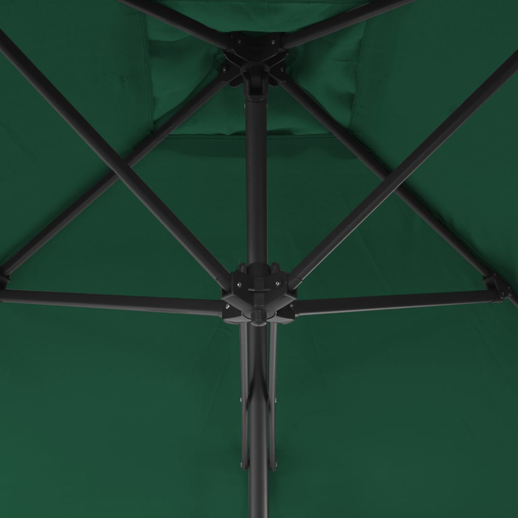Lauko skėtis nuo saulės su plieniniu stulpu, žalias, 300cm