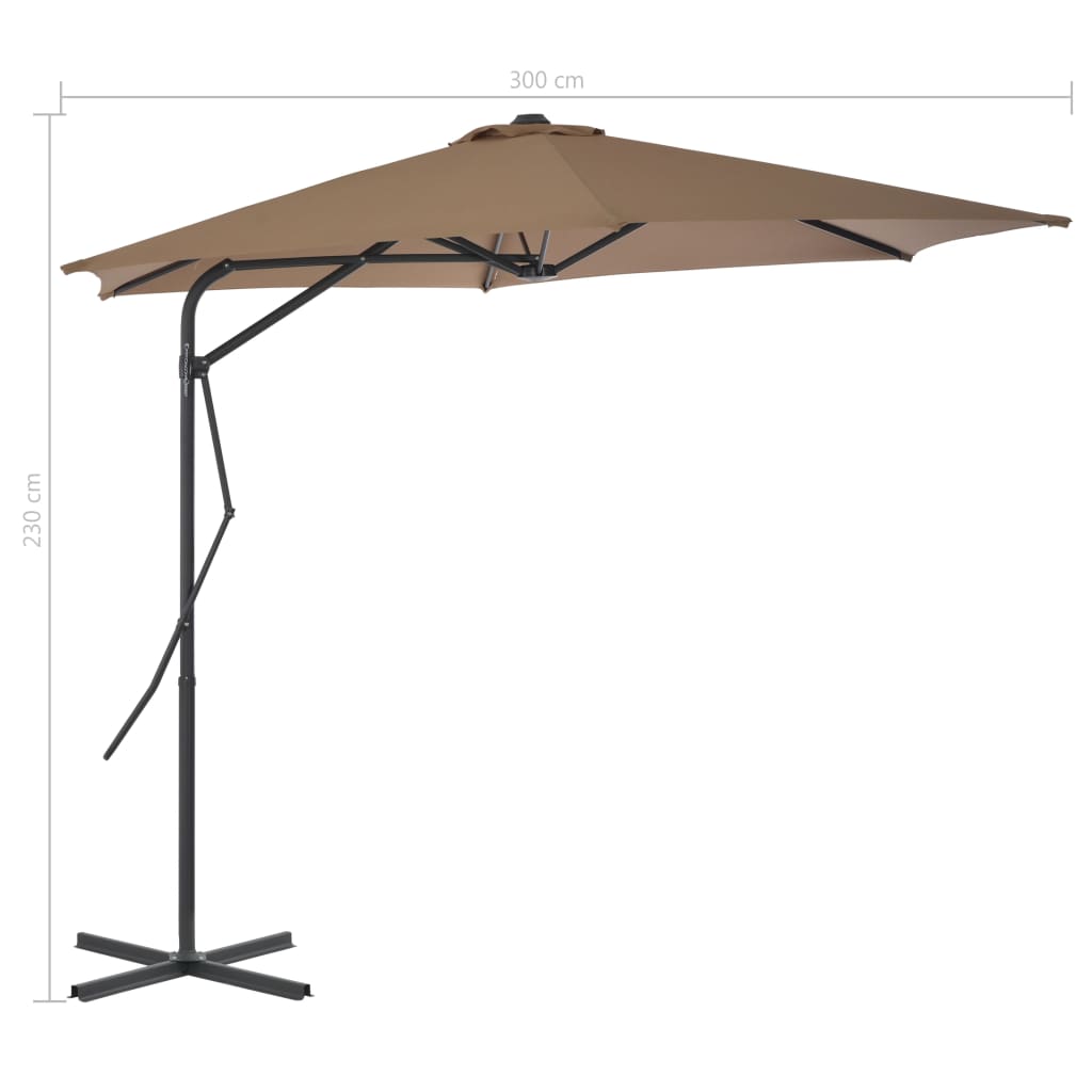 Lauko skėtis nuo saulės su plieniniu stulpu, taupe, 300cm