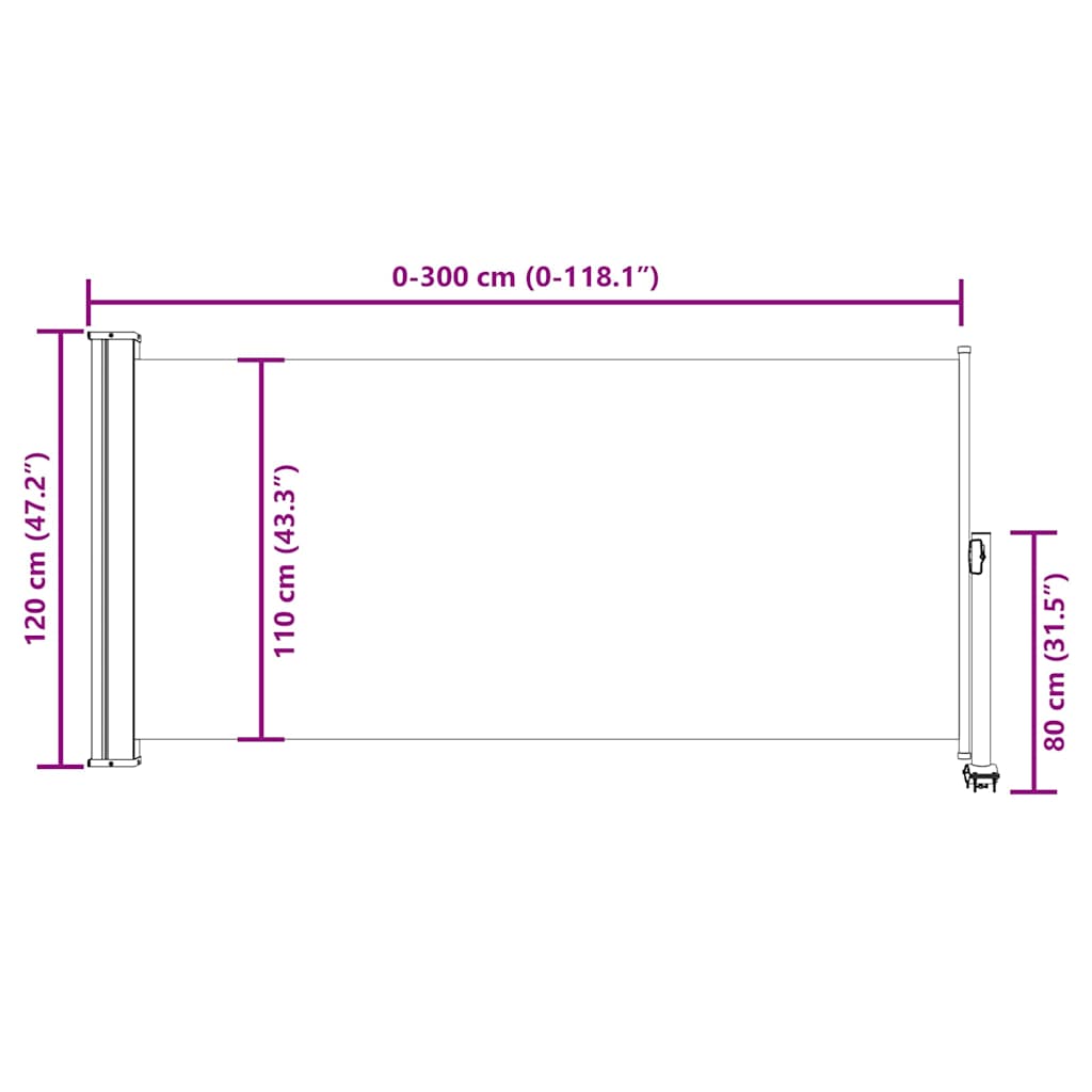 Izvelkams sānu pagalma šķērssienas ekrāns, krēmkrāsas, 120x300cm