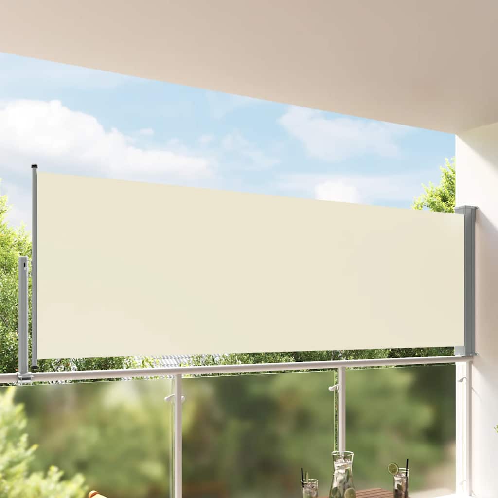 Izvelkams sānu pagalma šķērssienas ekrāns, krēmkrāsas, 120x300cm
