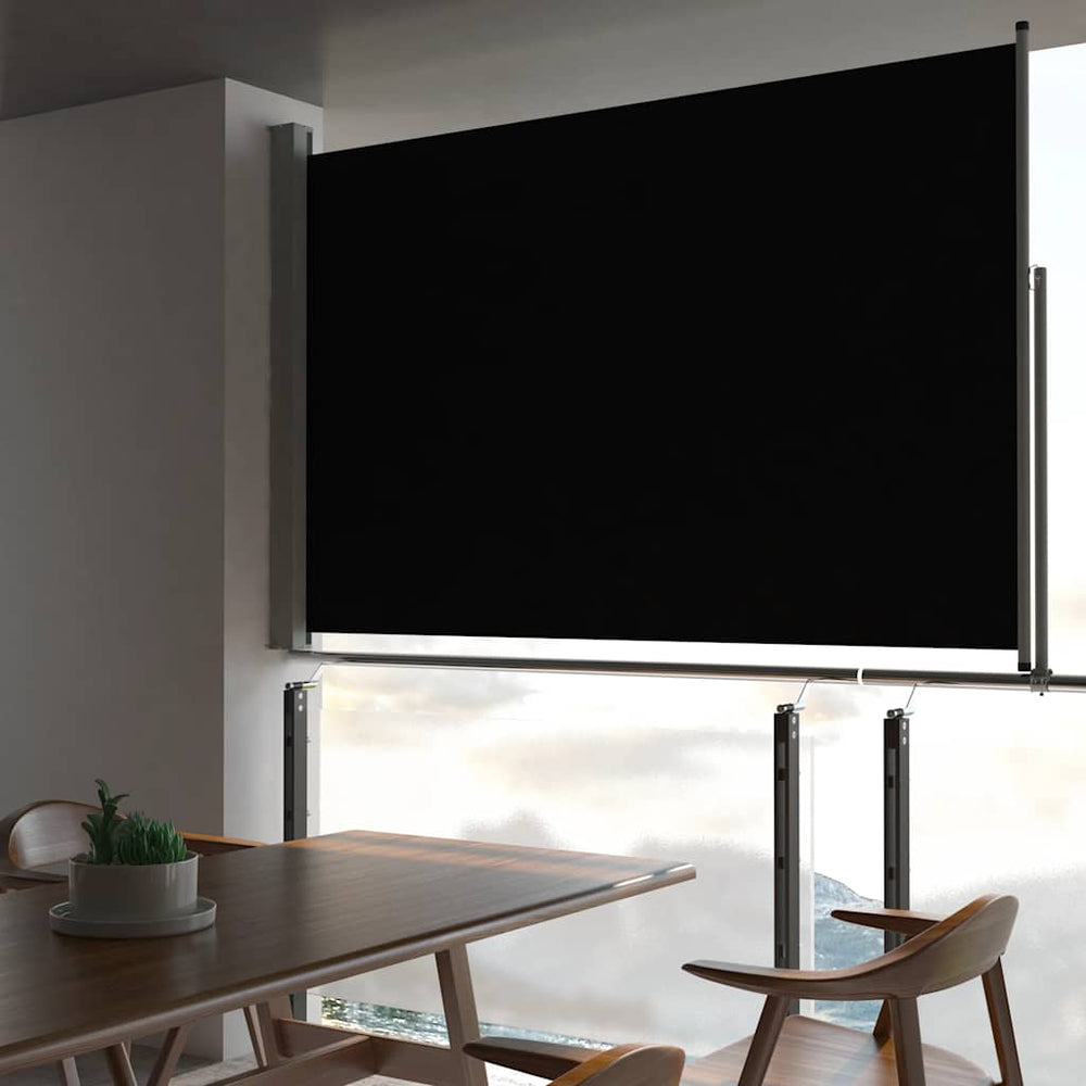 Ištraukiama šoninė kiemo pertvara, juodos spalvos, 160x300cm