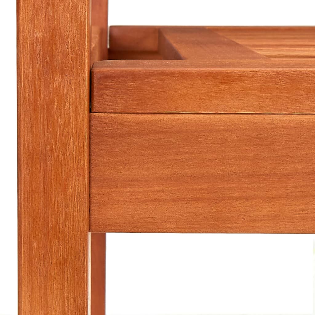 Garden Bench, 150 cm, 3-Seater, Solid Eucalyptus Wood