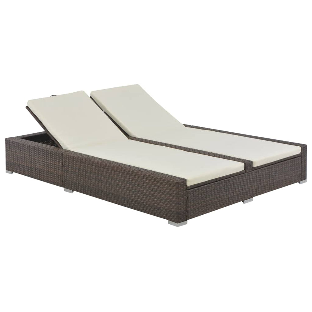 Double sun lounger, brown, poly rattan