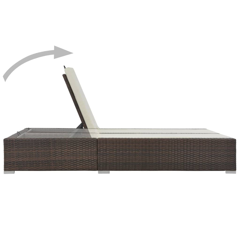 Double sun lounger, brown, poly rattan